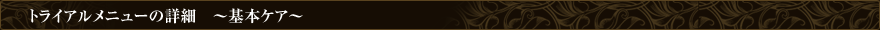 トライアルメニュー詳細　〜基本ケア〜